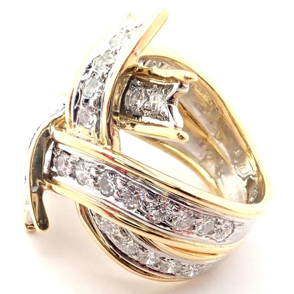 Rare! Authentic Tiffany & Co Platinum Diamond Ribbon Box Ring - Picture 5 of 9